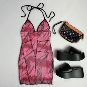 I. Am. Gia. Urban Outfitters Mesh Mini Halter Dress
